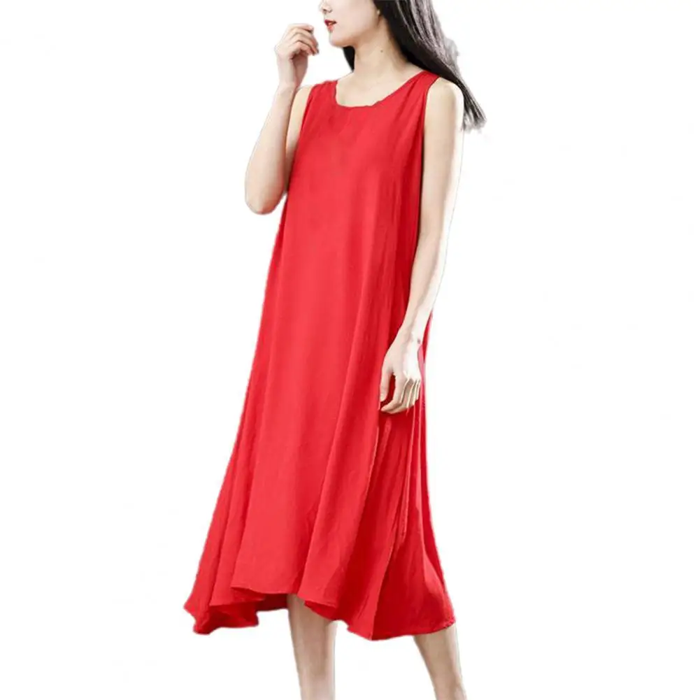 Summer Dress Solid Color Loose Women Sleeveless Round Neck Shoulder Strap Large Hem Dress robe femme платье летнее
Summer Dress Solid Color Loose Women Sleeveless Round Neck Shoulder Strap Large Hem Dress robe femme платье летнее