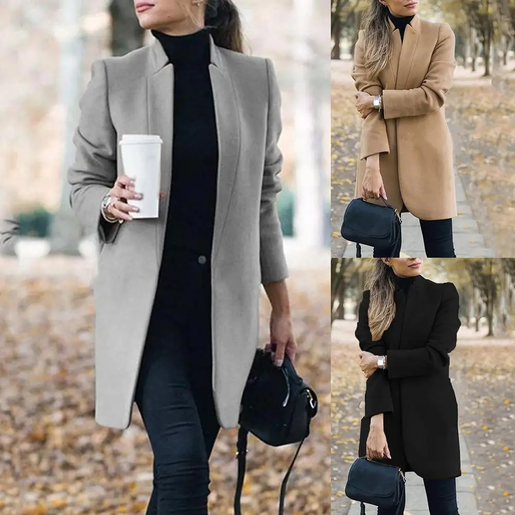 Fashion Women Woolen Coat Office Lady Autumn Solid Color Stand Collar Woolen For Women's Clothings
Fashion Women Woolen Coat Office Lady Autumn Solid Color Stand Collar Woolen For Women's Clothings