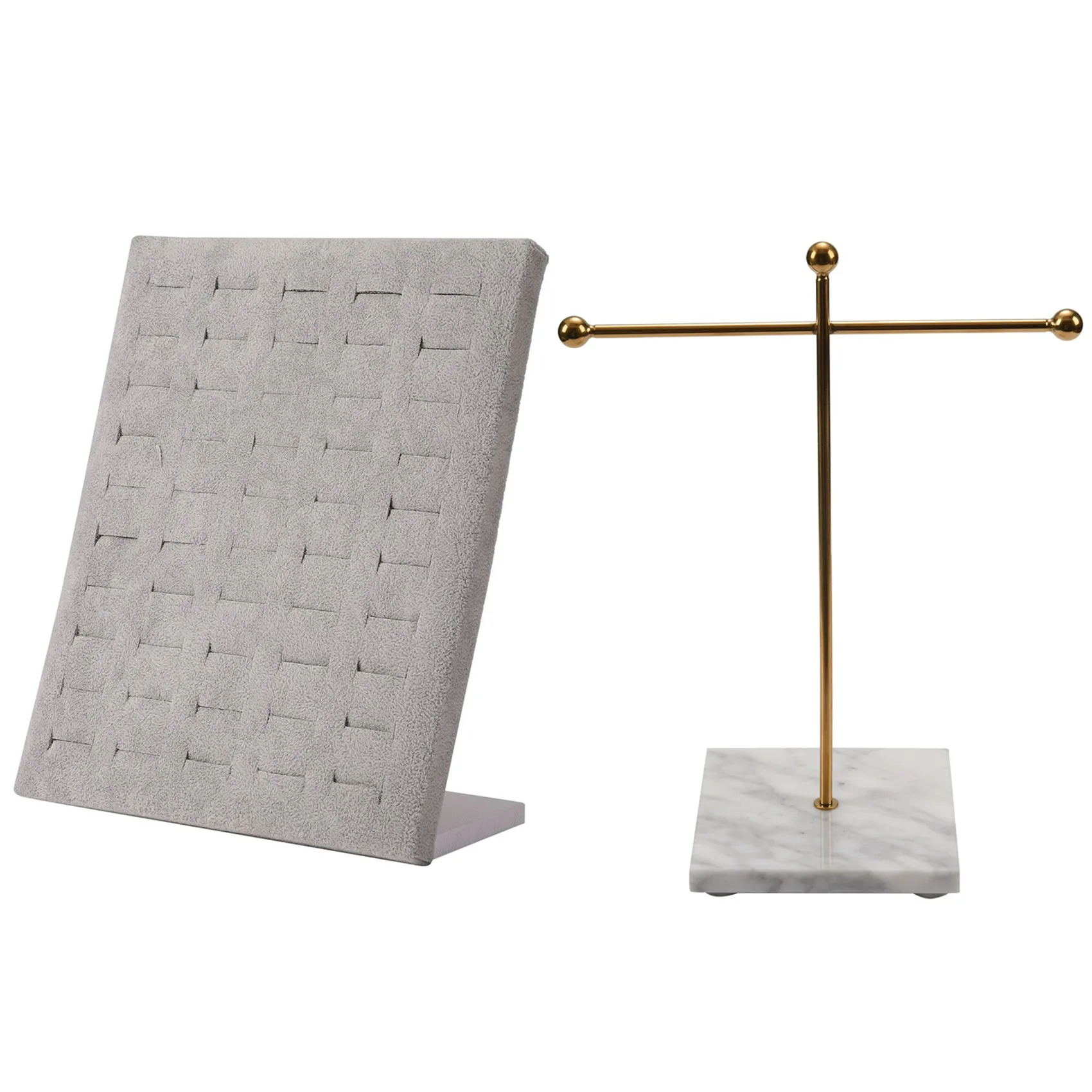 2PCS Nordic Metal Golden Storage Rack with Marble Base with 50 Slots L Type Flannel Wall Jewelry Display
2PCS Nordic Metal Golden Storage Rack with Marble Base with 50 Slots L Type Flannel Wall Jewelry Display