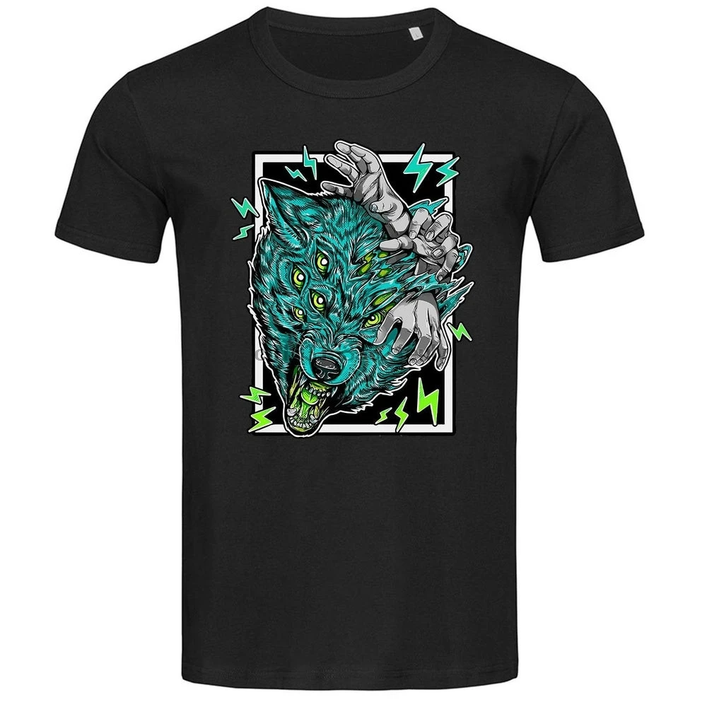 Abstract Eldritch Horror Styled Morphing Wolf Высококачественная Мужская футболка|Мужские футболки| |