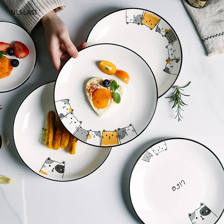 NLSLASI Nordic style Ceramic Dinner Plate Combination packages Household tableware Cartoon cat pattern plate steak fruit plates
NLSLASI Nordic style Ceramic Dinner Plate Combination packages Household tableware Cartoon cat pattern plate steak fruit plates