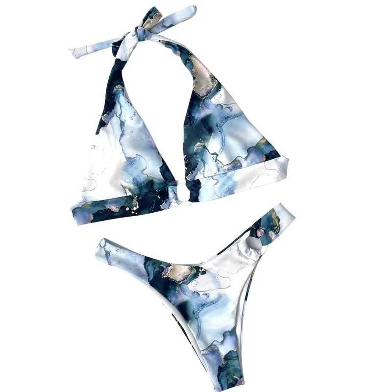 Summer Ladies Split Swimwear Set Adults Women Creative Irregular Ink Painting Ring Decoration Hanging Neck Sexy Bikini Swimsuit
Summer Ladies Split Swimwear Set Adults Women Creative Irregular Ink Painting Ring Decoration Hanging Neck Sexy Bikini Swimsuit
