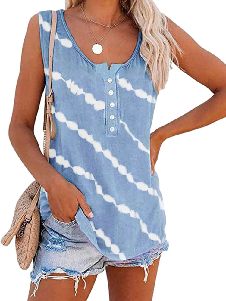 Womens Tie-Dye Tank Tops Printed Diagonal Stripe Button Sleeveless Round Scoop Neck Shirt Summer Casual Workout Tees Ladies
Womens Tie-Dye Tank Tops Printed Diagonal Stripe Button Sleeveless Round Scoop Neck Shirt Summer Casual Workout Tees Ladies