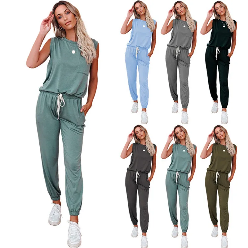 Tracksuits Womens Sleeveless Top+ Women's pants Two-piece Woman Set Female Suit Women's Clothing 2021 Summer Outsuits Pant Suits
Tracksuits Womens Sleeveless Top+ Women's pants Two-piece Woman Set Female Suit Women's Clothing 2021 Summer Outsuits Pant Suits