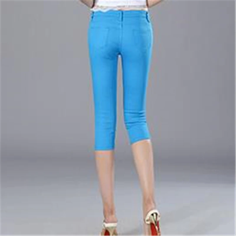 Woman Summer Solid Stretch Pencil Pants Female Spring Mid Elastic Waist Calf Length Trousers Lady Autumn Stretch Cotton Capris 
Woman Summer Solid Stretch Pencil Pants Female Spring Mid Elastic Waist Calf Length Trousers Lady Autumn Stretch Cotton Capris