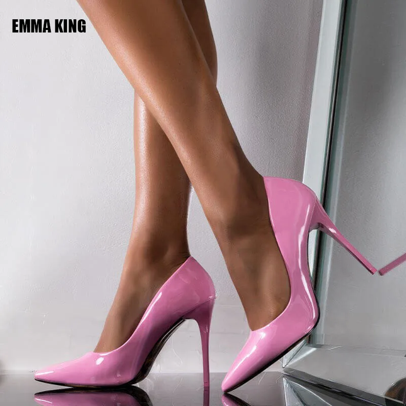 Women Patent Leather Heels 12CM Pointed Toe Metal Stiletto Pumps Party Dress Wedding Office Shoes Woman Big Size 34-44 Summer
Women Patent Leather Heels 12CM Pointed Toe Metal Stiletto Pumps Party Dress Wedding Office Shoes Woman Big Size 34-44 Summer