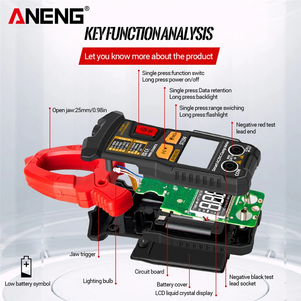 Clamp Meter Digital Multimeter DC/AC Current Clamp True RMS High Precision Capacitance NCV Ohm Hertz Tester True RMS Count
Clamp Meter Digital Multimeter DC/AC Current Clamp True RMS High Precision Capacitance NCV Ohm Hertz Tester True RMS Count
