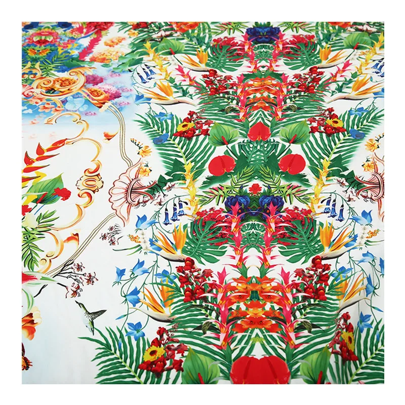 Plant flower printed polyester fabric cloth 145 cm width custom shirt dress women's handmade DIY fabric alibaba express