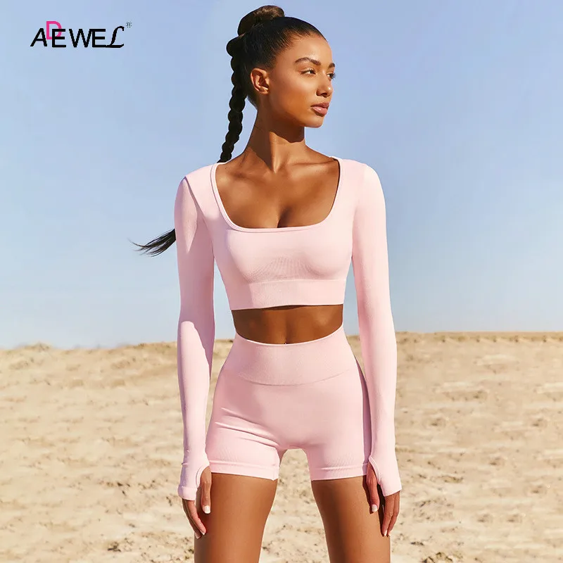 ADEWEL Women's Tracksuit Shorts Suit 2 Piece Sportswear Sexy Long Sleeve Crop Top +High Waist Legging Solid Set Gym Clothing
ADEWEL Women's Tracksuit Shorts Suit 2 Piece Sportswear Sexy Long Sleeve Crop Top +High Waist Legging Solid Set Gym Clothing