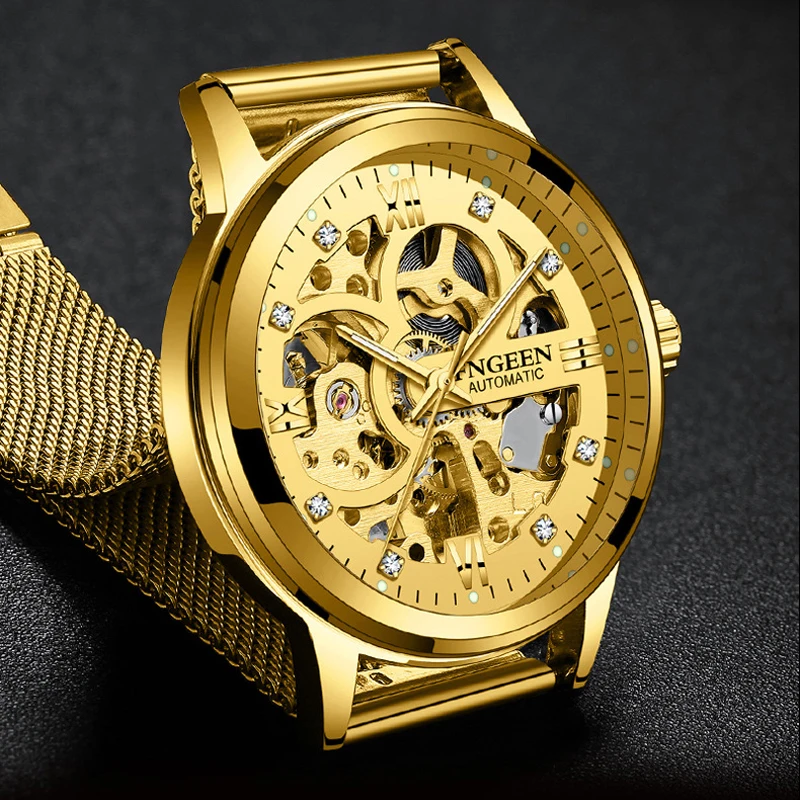 New Fashion Mechanical Watch Men Skeleton Design Top Brand Luxury Golden Mesh Strap Waterproof Male Automatic Clock Reloj Hombre
New Fashion Mechanical Watch Men Skeleton Design Top Brand Luxury Golden Mesh Strap Waterproof Male Automatic Clock Reloj Hombre