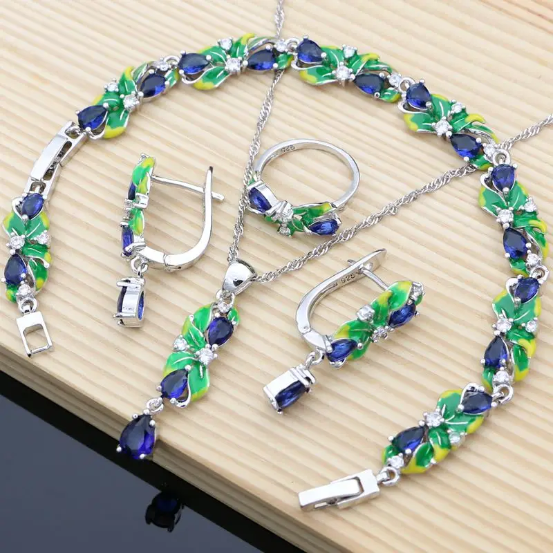 Drop Blue Sapphire Jewelry Sets 925 Silver Exquisite Enamel Earrings Charm Stone Bracelet Jewelry for Women Dropshipping
Drop Blue Sapphire Jewelry Sets 925 Silver Exquisite Enamel Earrings Charm Stone Bracelet Jewelry for Women Dropshipping
