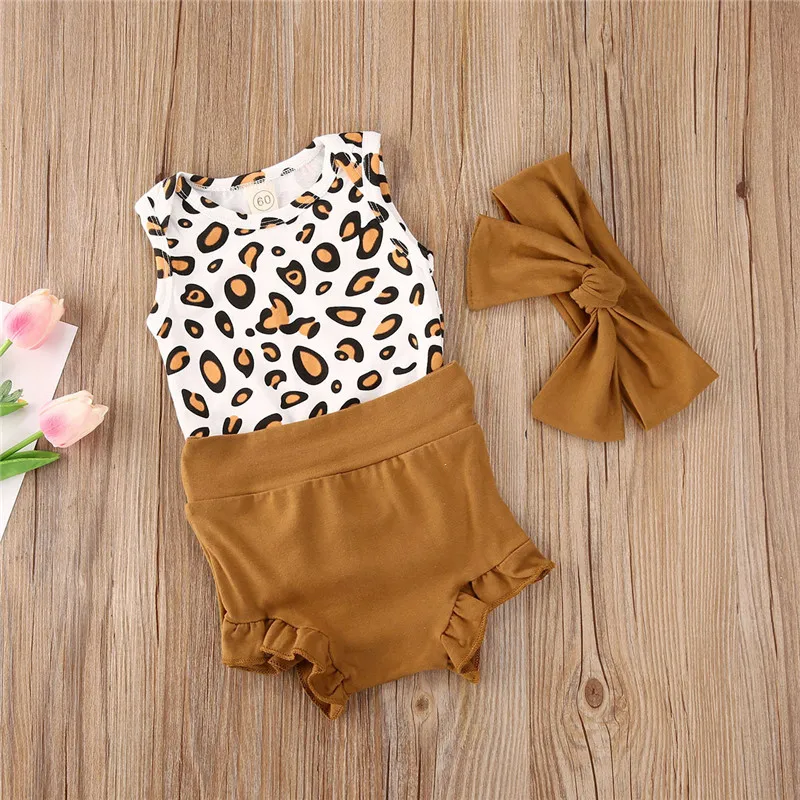 Summer Newborn Baby Girls Cotton Clothes Sleeveless Leopard Printed Romper Tops + Shorts Pants + Headband Toddler 3Pcs Outfits
Summer Newborn Baby Girls Cotton Clothes Sleeveless Leopard Printed Romper Tops + Shorts Pants + Headband Toddler 3Pcs Outfits