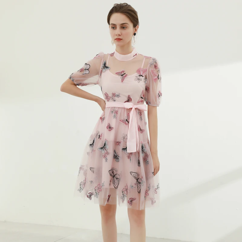 Designer Fashion Short Sleeve 2021 Summer New Women's Party Casual Elegant Mesh Butterfly Embroidery Belt Slim Mini Dress
Designer Fashion Short Sleeve 2021 Summer New Women's Party Casual Elegant Mesh Butterfly Embroidery Belt Slim Mini Dress