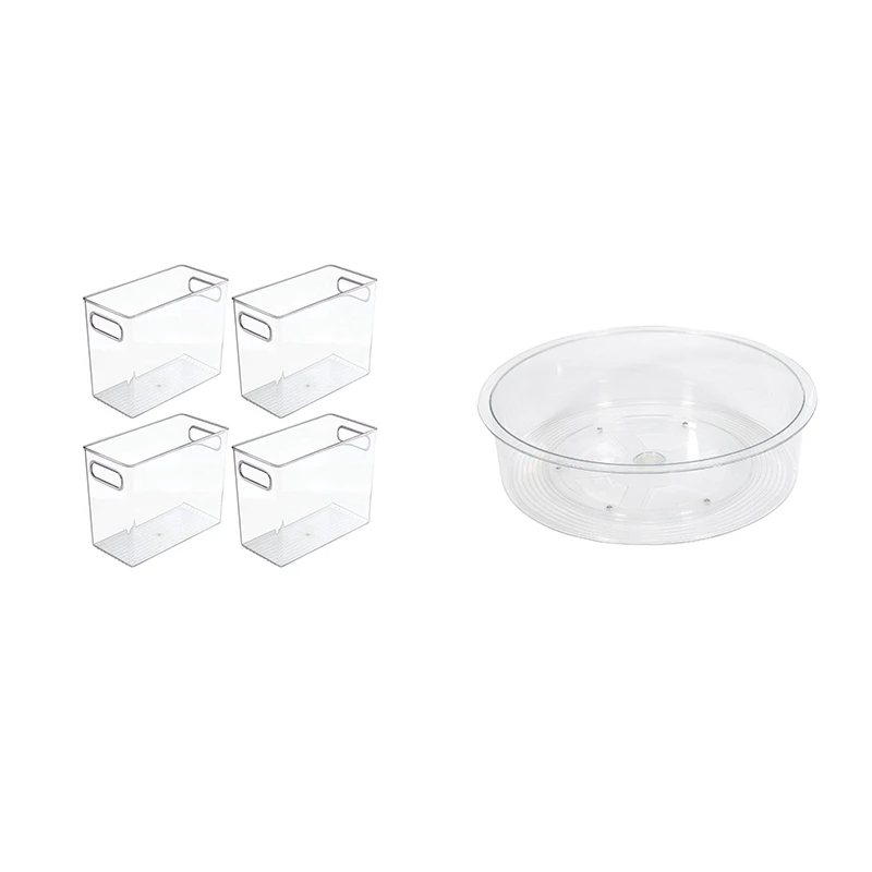 4 Pcs Refrigerator Or Freezer Food Storage Bin With Handles & 1 Pcs 360 Degree Rotatable Storage Box
4 Pcs Refrigerator Or Freezer Food Storage Bin With Handles & 1 Pcs 360 Degree Rotatable Storage Box