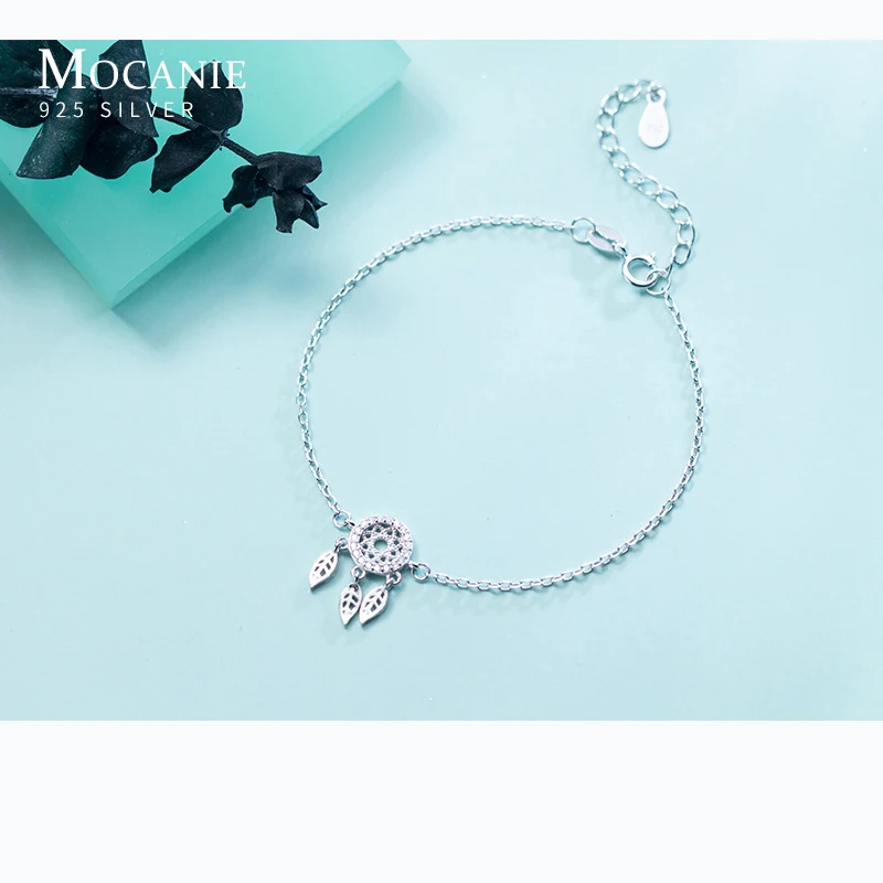 Mocanie Genuine 925 Sterling Silver Shiny Zircon Dreamcatcher Tassel Leaves Bracelet for Women Link Chain Fashion Fine Jewlery
Mocanie Genuine 925 Sterling Silver Shiny Zircon Dreamcatcher Tassel Leaves Bracelet for Women Link Chain Fashion Fine Jewlery
