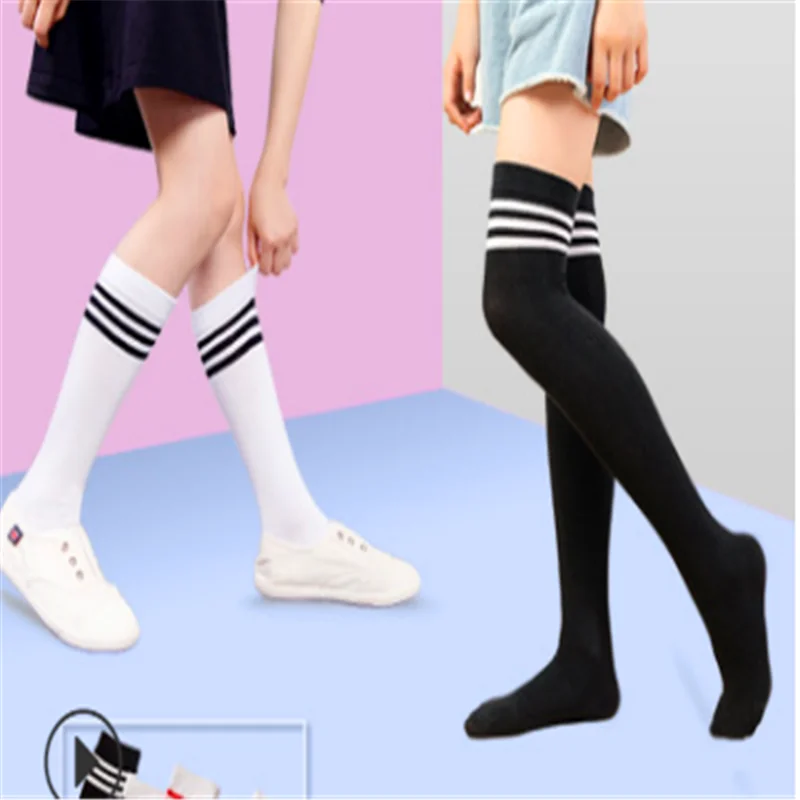 

Носки для студентов, Осенние Хлопковые гольфы, три пары, высокие детские носки, мужские и женские белые чулки для танцев, для выступлений, C497