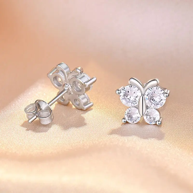 Simple Female Butterfly Crystal Stone Earrings Charm Silver Color Stud Earrings Cute White Zircon Wedding Earrings For Women
Simple Female Butterfly Crystal Stone Earrings Charm Silver Color Stud Earrings Cute White Zircon Wedding Earrings For Women