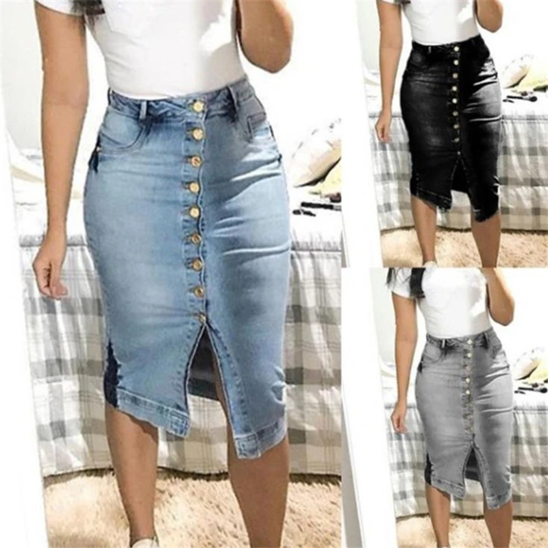 Distressed Jeans Bodycon Long Skirt Buttons Pockets Split Bandage Jeans Skirt Fashion High Waist Denim Women Leather Skirt Solid
Distressed Jeans Bodycon Long Skirt Buttons Pockets Split Bandage Jeans Skirt Fashion High Waist Denim Women Leather Skirt Solid