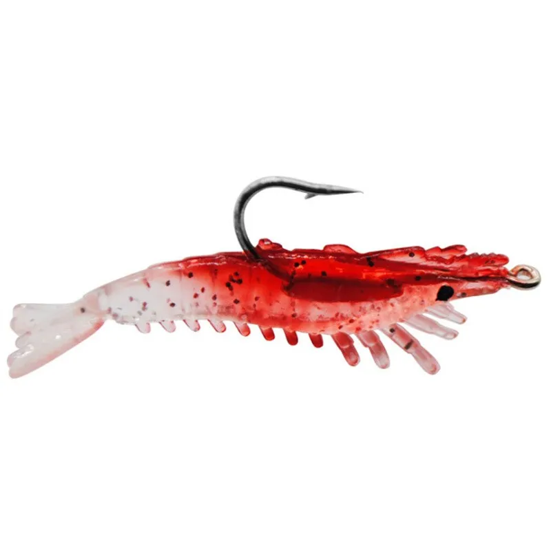 

2pcs Hot Sale New 6cm/3g Luminous Shrimp Squid Silicon Soft Artificial Bait With Jigs Lure Hooks Swivels Rigs Fishing Tackle