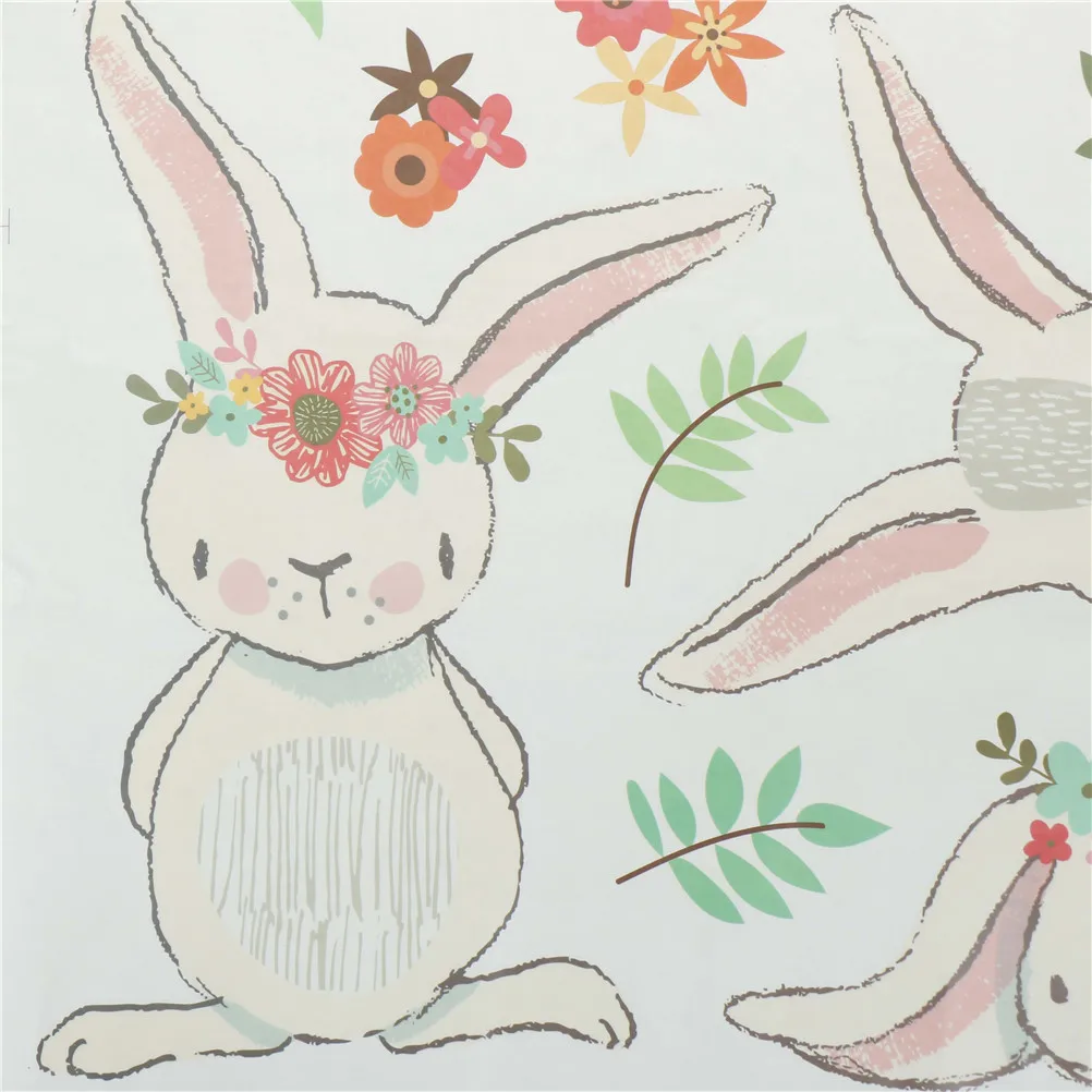 1pc DIY Cartoon Animal Rabbit Flower Wall Stickers Pvc Poster Mural Art Decoration For Kids Room Decals Home Decor 50*70cm | Дом и сад