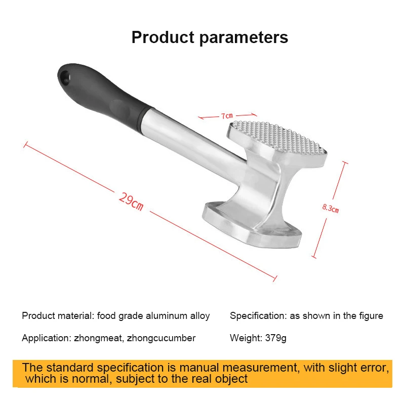 Kitchen Gadgets Multifunction Meat Hammer Two Sides Loose Tenderizers Portable Steak Pork Tools Aluminum Alloy Meat Pounder 1PC 
Kitchen Gadgets Multifunction Meat Hammer Two Sides Loose Tenderizers Portable Steak Pork Tools Aluminum Alloy Meat Pounder 1PC