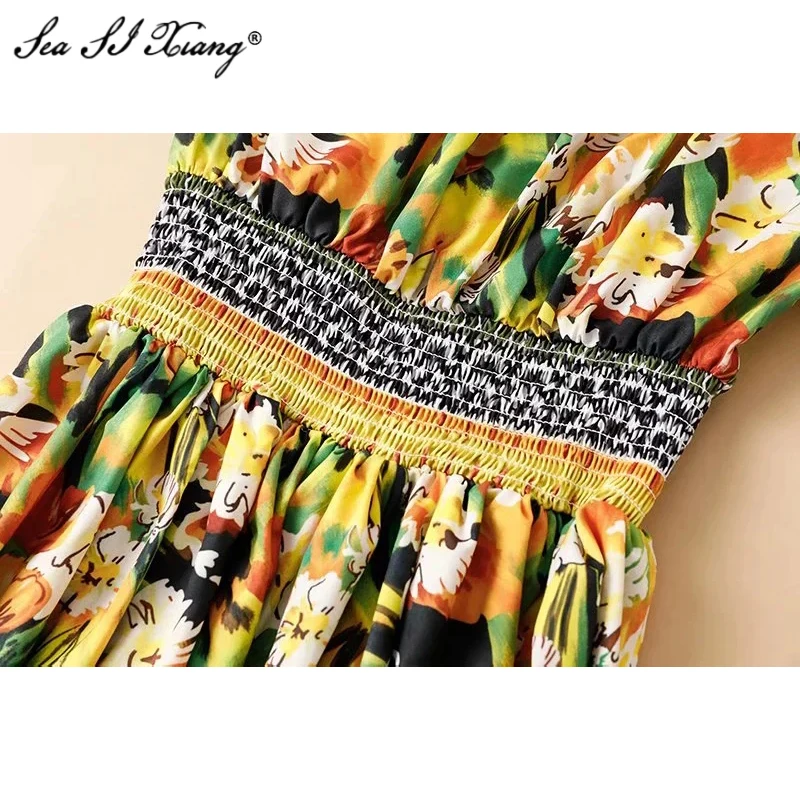 Seasixiang Fashion Designer Summer Dress Women Slash neck Short Sleev Flower Print Sexy Off Shoulder Elastic Waist Mini Dresses
Seasixiang Fashion Designer Summer Dress Women Slash neck Short Sleev Flower Print Sexy Off Shoulder Elastic Waist Mini Dresses