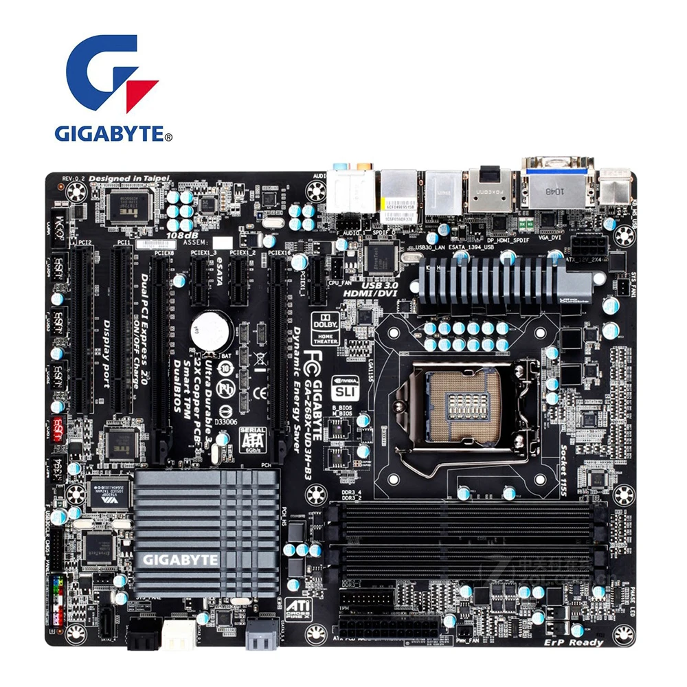 Для GIGABYTE GA Z68X UD3H B3 материнская плата для компьютера PCI E 3 0 LGA 1155 DDR3 Intel Z68
