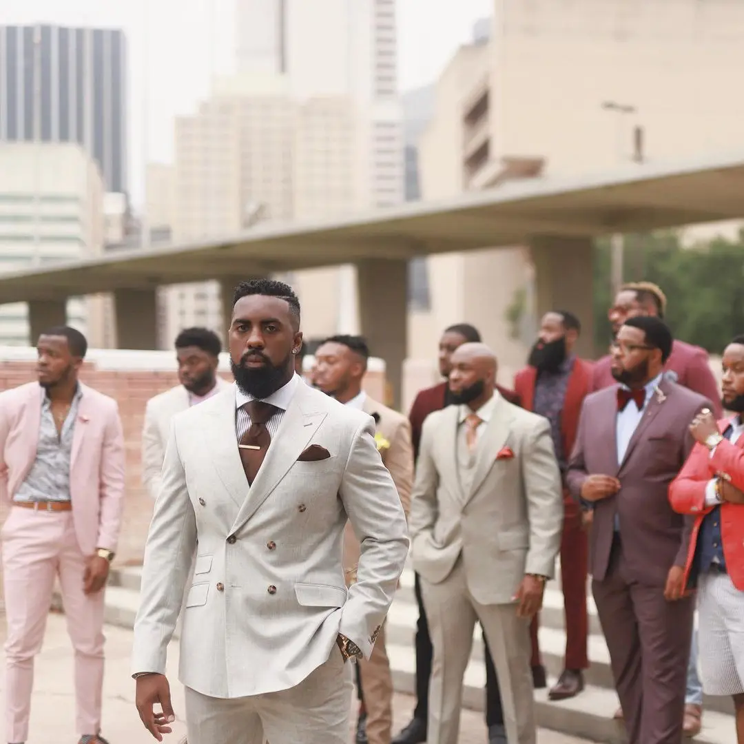(Jacket+Pants) Handsome Beige Double Breasted Peak Lapel Two Buttons Wedding Man Suit 2 Piece Formal Man Blazer Custom Made
(Jacket+Pants) Handsome Beige Double Breasted Peak Lapel Two Buttons Wedding Man Suit 2 Piece Formal Man Blazer Custom Made
