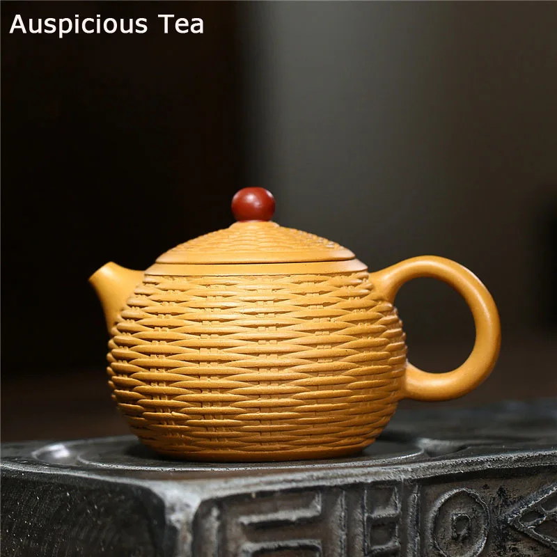 280ml Yixing Purple Clay Teapots Handmade Bamboo Braided Xishi Tea Pot Raw Ore Gold Section Mud Kettle Teaware Tea Ceremony 
280ml Yixing Purple Clay Teapots Handmade Bamboo Braided Xishi Tea Pot Raw Ore Gold Section Mud Kettle Teaware Tea Ceremony