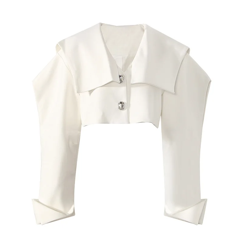 SuperAen New Design Top Women's 2021 Autumn New Sailor Collar Three-dimensional Sleeve Bright Diamond Button Fashion Short Coat
SuperAen New Design Top Women's 2021 Autumn New Sailor Collar Three-dimensional Sleeve Bright Diamond Button Fashion Short Coat