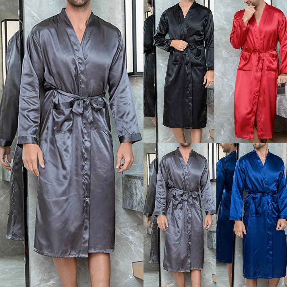 2021 Fashion Men Lounge Sleepwear Faux Silk Satin Nightwear Mens Comfort Silky Bathrobes Noble Dressing Gown Mens Sleep Robes
2021 Fashion Men Lounge Sleepwear Faux Silk Satin Nightwear Mens Comfort Silky Bathrobes Noble Dressing Gown Mens Sleep Robes