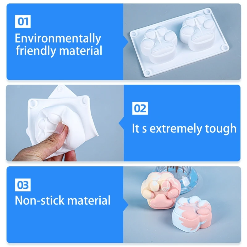2-Cavity Cats Paws Silicone Mold Crystal Epoxy Plaster Mould Aromatherapy Candle Making DIY Supplies Cake Baking Tool
2-Cavity Cats Paws Silicone Mold Crystal Epoxy Plaster Mould Aromatherapy Candle Making DIY Supplies Cake Baking Tool