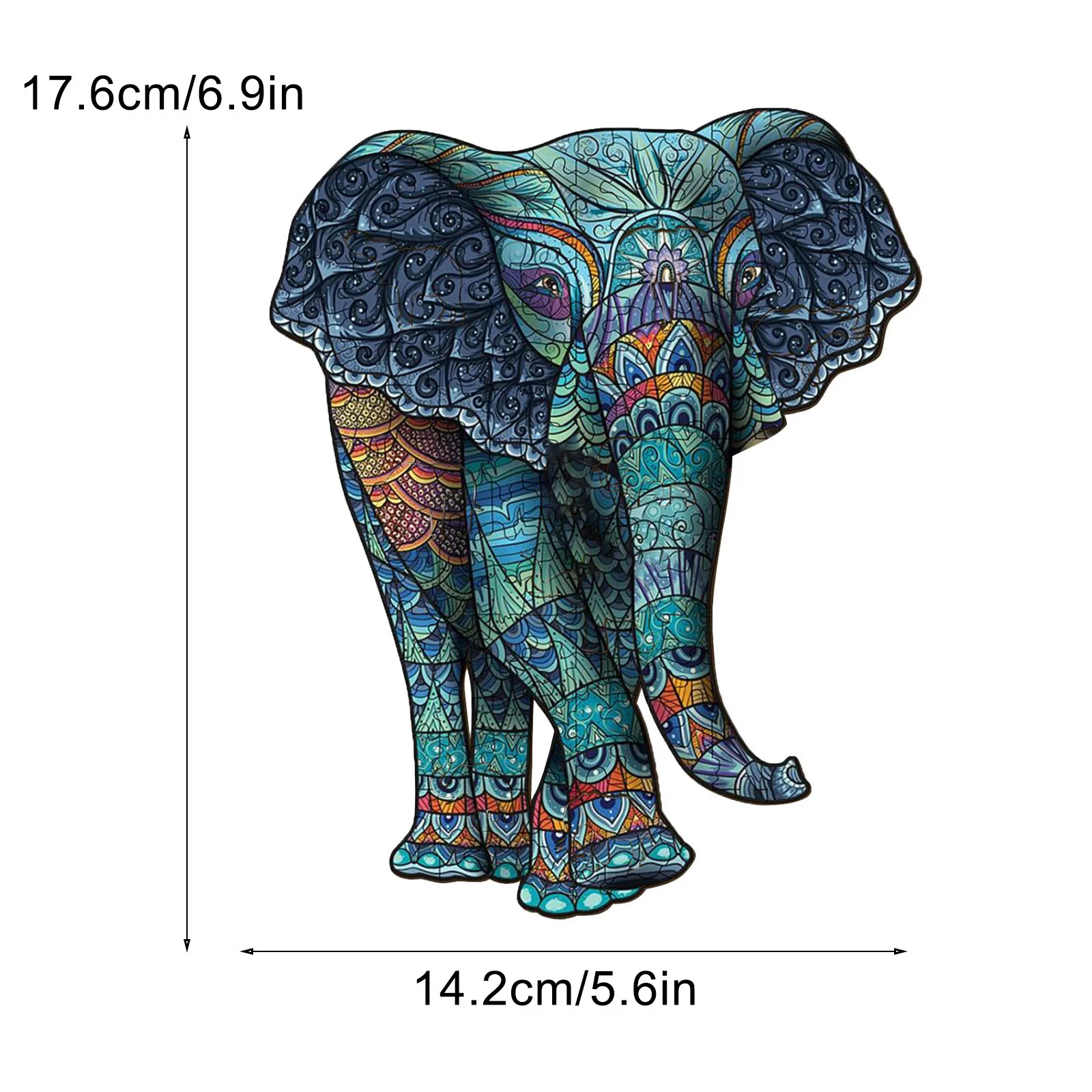 

105pcs Animal Elephant Jigsaw Tribal Wooden Puzzle Unique Shape Piece Animal For Adult And Kid Valentine's Day Gift Commemorate