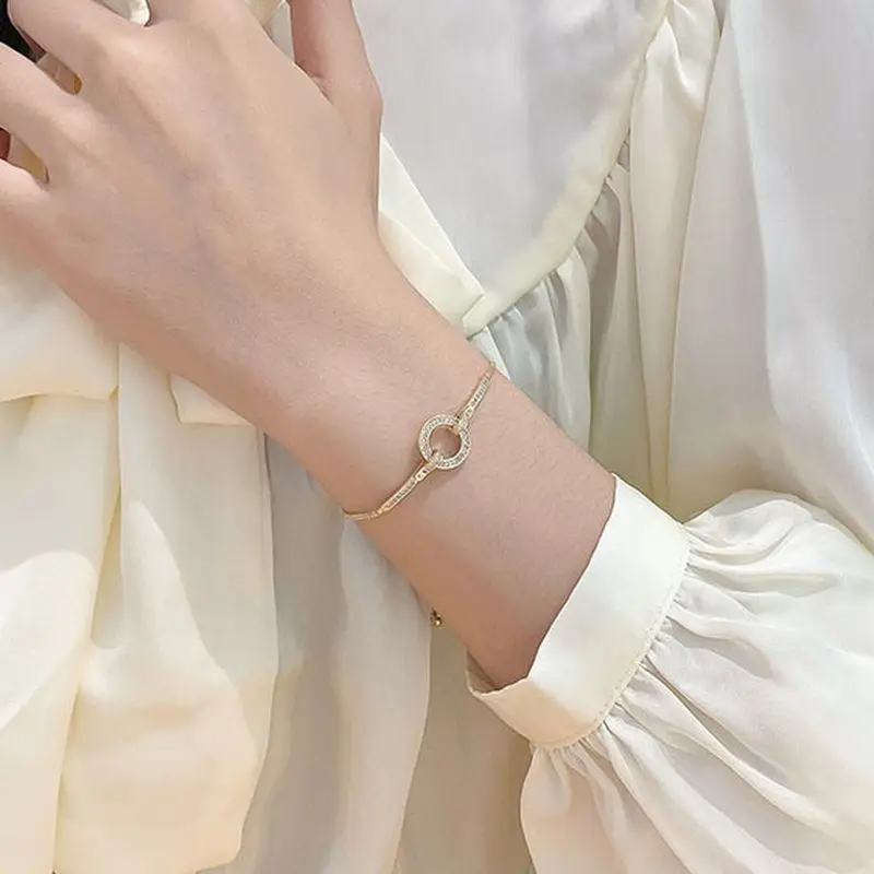 925 Sterling Silver Micro Inlaid CZ Circle Snake Chain Bracelet for Women Round Crystal Geometric Party Jewelry Gifts
925 Sterling Silver Micro Inlaid CZ Circle Snake Chain Bracelet for Women Round Crystal Geometric Party Jewelry Gifts