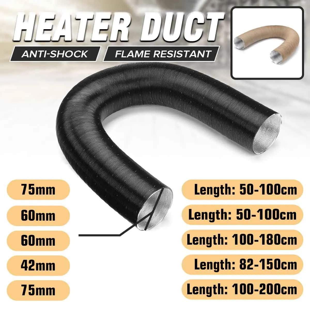42/60/75mm Car Air Heater Ducting Pipe Hose Line for Diesel Parking Heaters For Webasto/Dometic/Planer
42/60/75mm Car Air Heater Ducting Pipe Hose Line for Diesel Parking Heaters For Webasto/Dometic/Planer