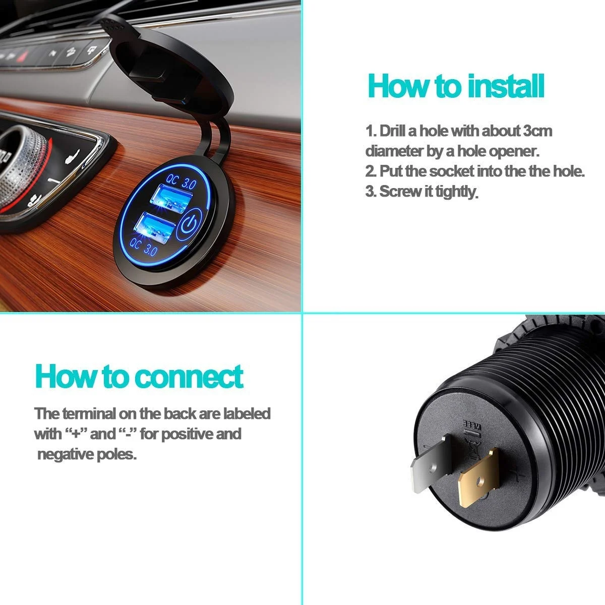 2021 New Aileap Quick Charge QC 3.0 Dual USB Fast Car Charger Socket Outlet for Boat Truck W/LED Voltmeter
2021 New Aileap Quick Charge QC 3.0 Dual USB Fast Car Charger Socket Outlet for Boat Truck W/LED Voltmeter