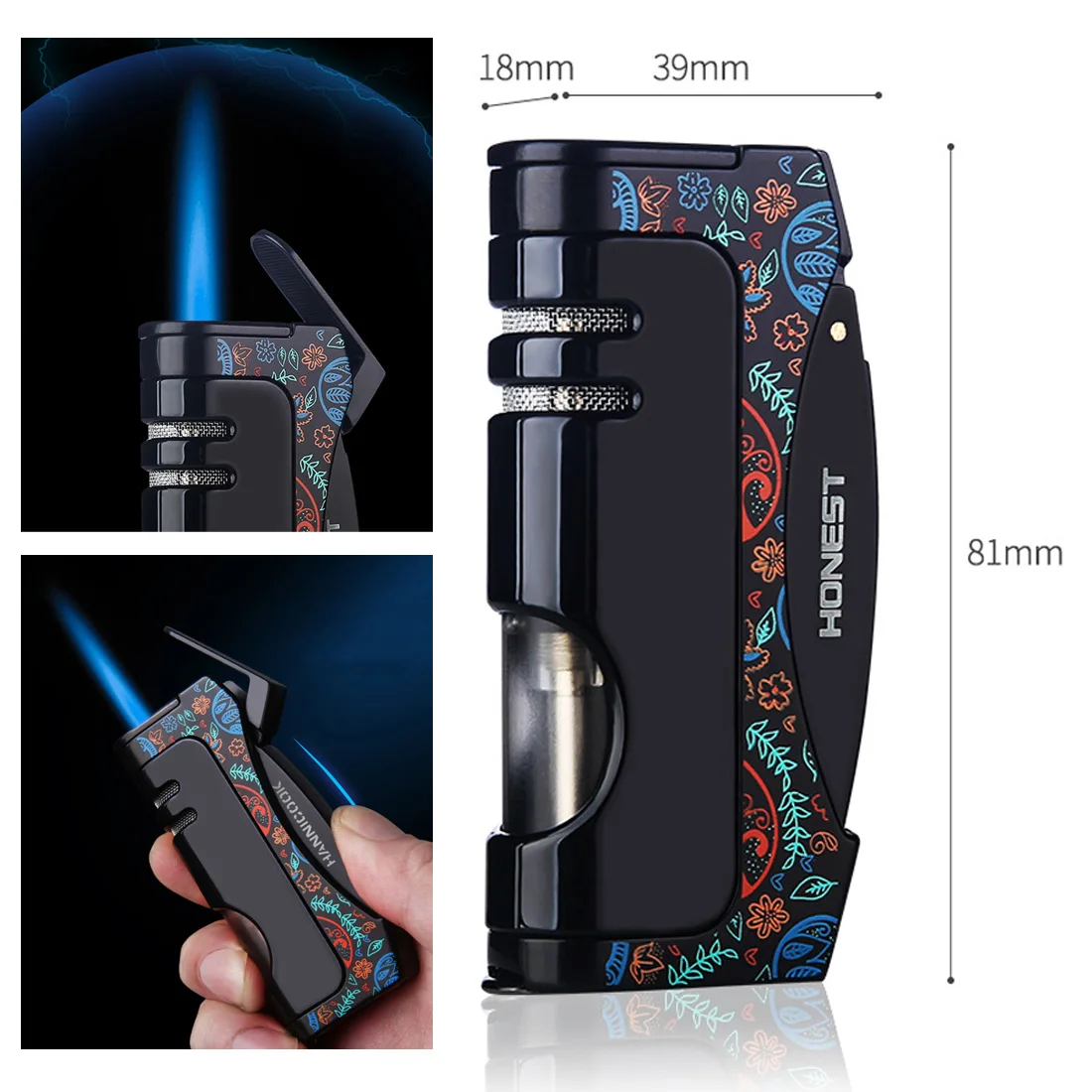 HONEST Turbo Lighters Torch Lighter Butane Metal Gas Lighter Cigarette Lighters Cigar Smoking Accessories Gadgets for Men
HONEST Turbo Lighters Torch Lighter Butane Metal Gas Lighter Cigarette Lighters Cigar Smoking Accessories Gadgets for Men