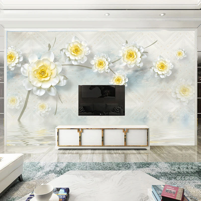 

Custom Photo murale 3D Wallpaper Wall Murals Embossed Trees Modern Aesthetics White Mural Living Room Sofa Bedroom Home Decor