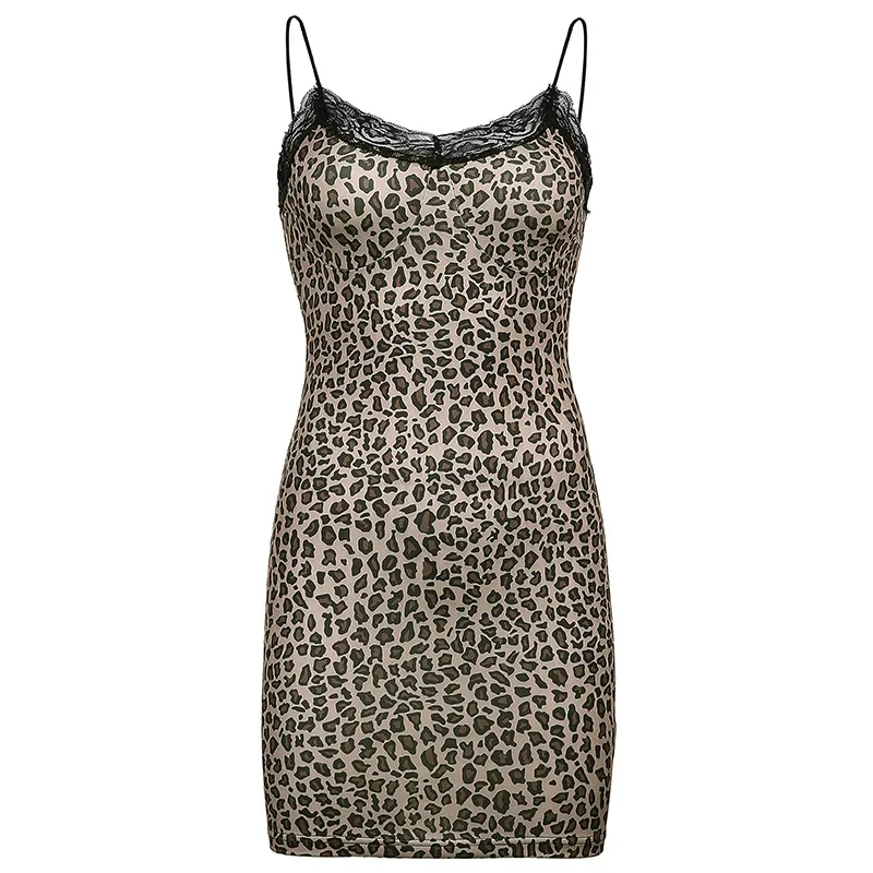 Women Sexy bodycon Leopard Print Lace Spaghetti Strap Slim Dress Elegant Ladies Party Clubwear Bodycon Mini Dress Vestidos
Women Sexy bodycon Leopard Print Lace Spaghetti Strap Slim Dress Elegant Ladies Party Clubwear Bodycon Mini Dress Vestidos
