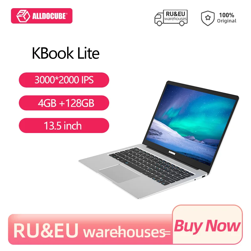 

Alldocube KBook Lite 13.5 Inch Laptop Intel Apollo Lake N3350 3K Screen 3000*2000 IPS 4GB LPDDR3 128GB SDD ROM Notebook