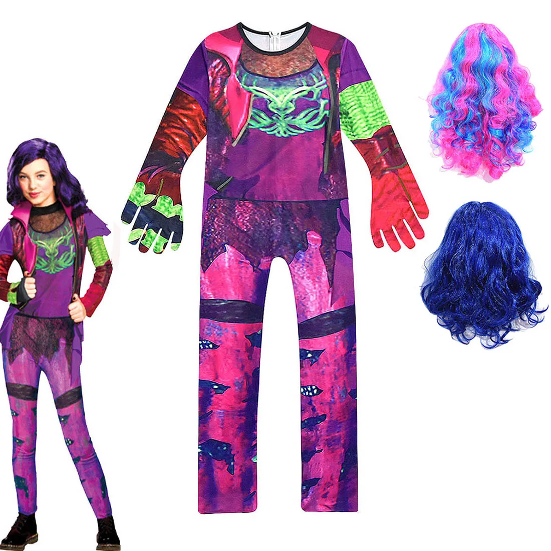 Girls Carnival Party Purple Audrey Bodysuit Girls Halloween Costumes for Teen Kids Outfit Wig Descendants 3 Mal Cosplay Costumes
Girls Carnival Party Purple Audrey Bodysuit Girls Halloween Costumes for Teen Kids Outfit Wig Descendants 3 Mal Cosplay Costumes
