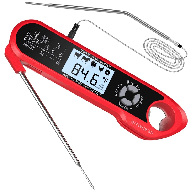 Meat Thermometer Dual Probe Food Thermometer with Backlight & Calibration Digital Instant Read Meat Thermometer for BBQ
Meat Thermometer Dual Probe Food Thermometer with Backlight & Calibration Digital Instant Read Meat Thermometer for BBQ