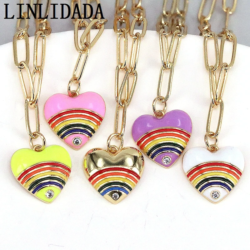 5Pcs Trendy Rainbow Heart Shape CZ Zircon Enamel Pendant Necklace Collares Best Couple Jewelry Gift
5Pcs Trendy Rainbow Heart Shape CZ Zircon Enamel Pendant Necklace Collares Best Couple Jewelry Gift