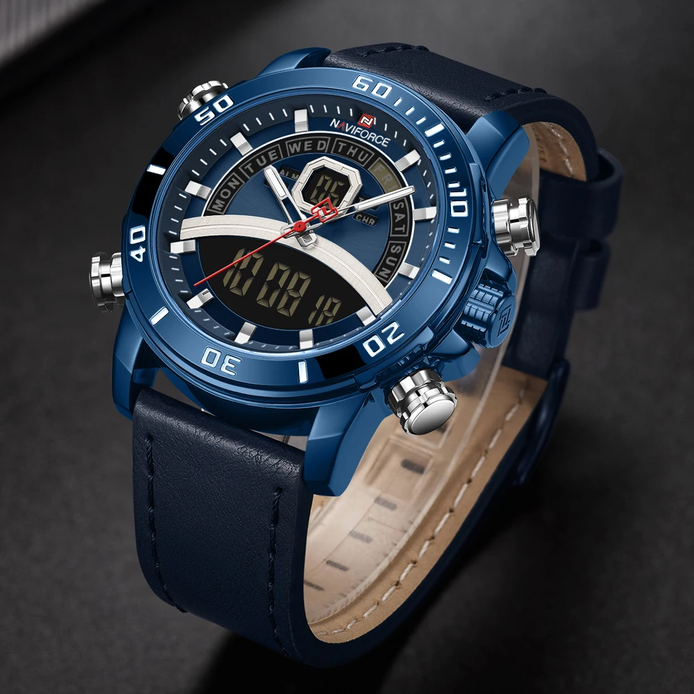 NAVIFORCE Top Luxury Brand Sport Watches Men Leather Strap Man Wristwatch LED Digital Quartz Date Male Clock Relogio Masculino
NAVIFORCE Top Luxury Brand Sport Watches Men Leather Strap Man Wristwatch LED Digital Quartz Date Male Clock Relogio Masculino