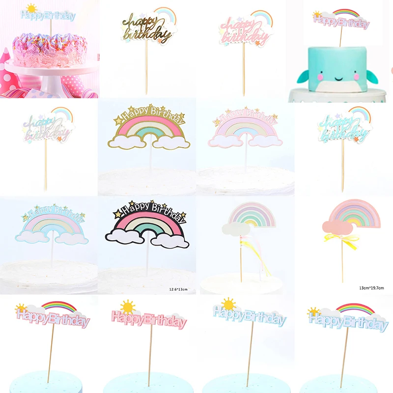 Creative Rainbow Cake Toppers Decorations Happy Birthday Cake Insert Card DIY Kid Birthday Party 1pcs
Creative Rainbow Cake Toppers Decorations Happy Birthday Cake Insert Card DIY Kid Birthday Party 1pcs