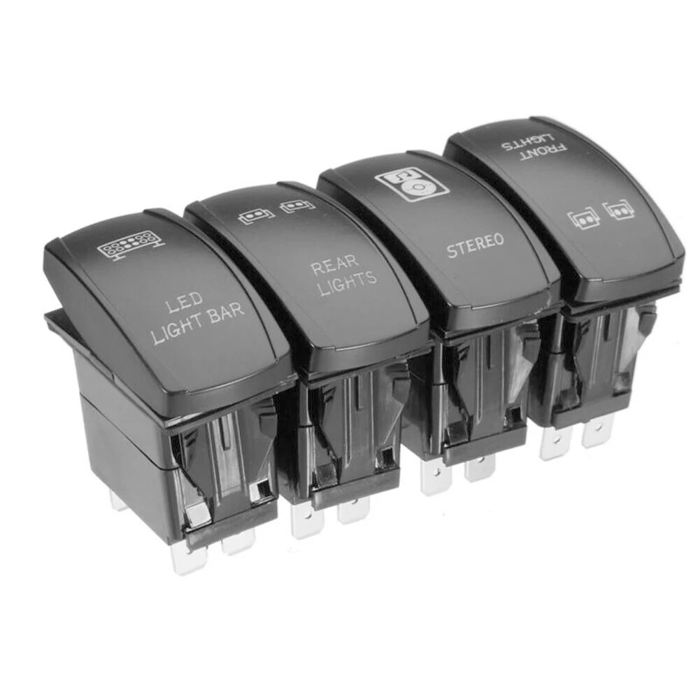 4 pcs Universal Rocker Switches 12V 24V Dual Blue LED Light Bar Waterproof Rocker Switch For Car Boat Caravan Rocker Switches
4 pcs Universal Rocker Switches 12V 24V Dual Blue LED Light Bar Waterproof Rocker Switch For Car Boat Caravan Rocker Switches