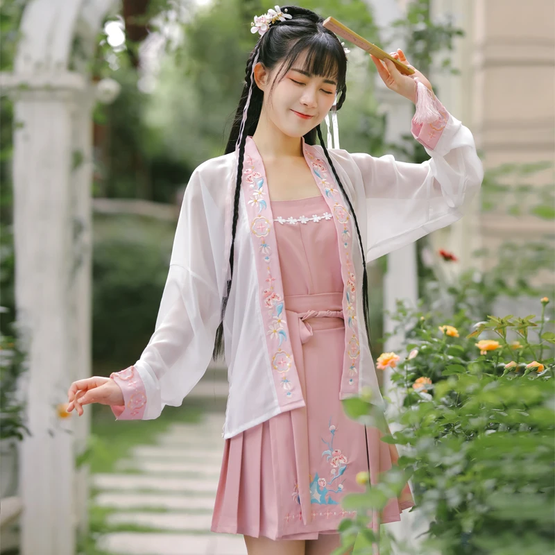 2021 New Improved Hanfu Suit Chinese Style Female Summer Clothing Song Dynasty Classical Dance Clothes Pink/Blue Hanfu
2021 New Improved Hanfu Suit Chinese Style Female Summer Clothing Song Dynasty Classical Dance Clothes Pink/Blue Hanfu