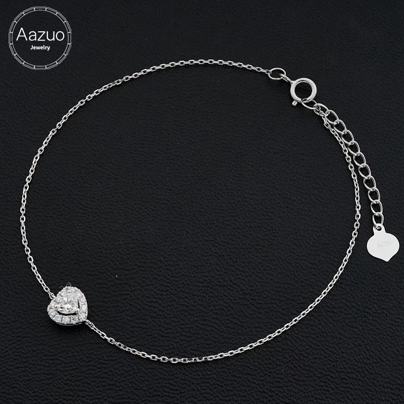 Aazuo 100% 18K White Gold Real Diamonds Lovely Heart Bracelet For Women Birthday Party Chain 18CM Au750
Aazuo 100% 18K White Gold Real Diamonds Lovely Heart Bracelet For Women Birthday Party Chain 18CM Au750