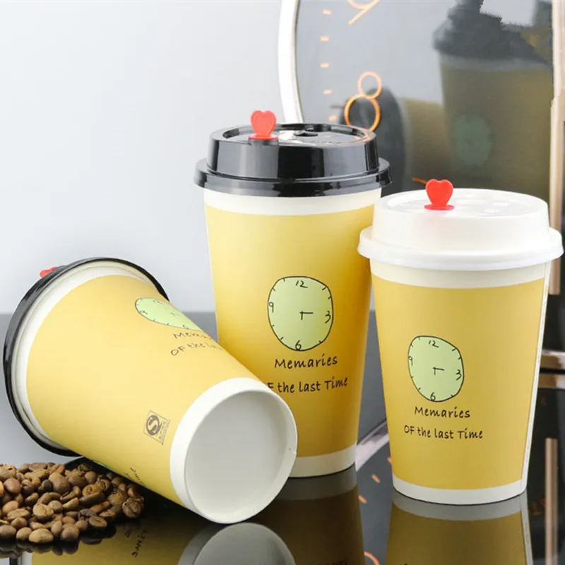 50pcs Yellow creative clock pattern thick paper cup 400ml 14oz/500ml 16oz party favor disposable milk tea coffee cup with lid
50pcs Yellow creative clock pattern thick paper cup 400ml 14oz/500ml 16oz party favor disposable milk tea coffee cup with lid
