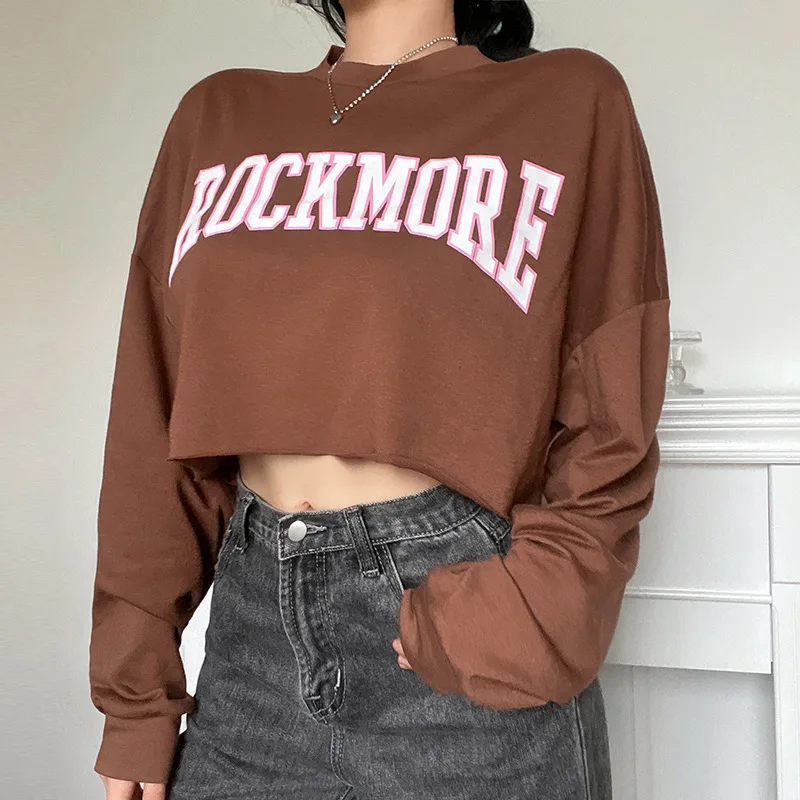Brown Letter Print Sweatshirt Women Vintage Streetwear O-neck Long Sleeve Short Pullover Fashion Tops 2021 Autumn Kawaii Clothes
Brown Letter Print Sweatshirt Women Vintage Streetwear O-neck Long Sleeve Short Pullover Fashion Tops 2021 Autumn Kawaii Clothes